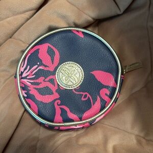 Lilly Pulitzer Navy and Pink Floral Pouch